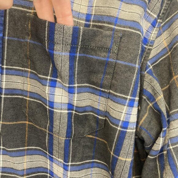 Eddie Bauer Relaxed Fit Flannel Shirt Mens Large Blue Gray Plaid Button Up Cabin - Picture 7 of 15
